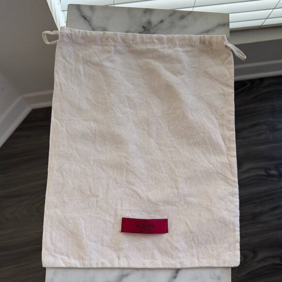 Valentino Garavani Natural Cotton Canvas Logo Shoe Purse Dust Storage Bag New - Picture 1 of 5